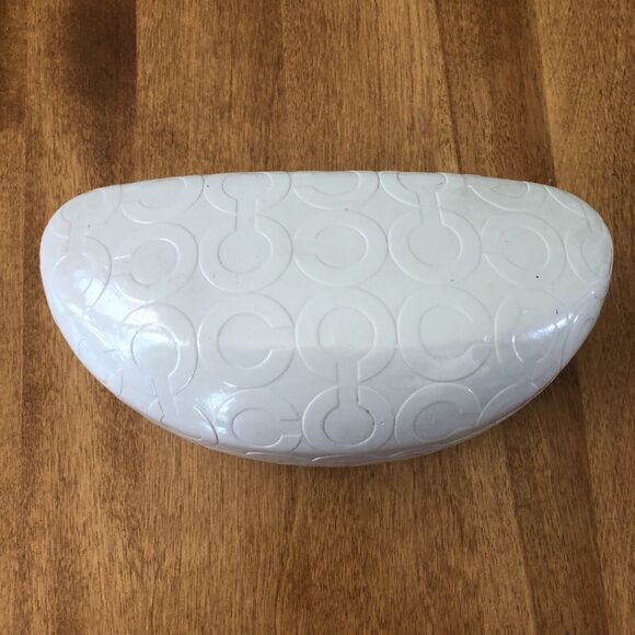 COACH Eyeglasses Sunglasses White Clamshell Hard Case Logo Felt - Picture 1 of 7